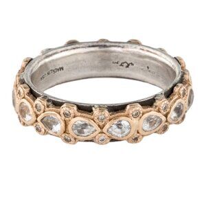 ARMENTA 14K YELLOW GOLD & STERLING SILVER SAPPHIRE & DIAMOND LACEY BAND RING